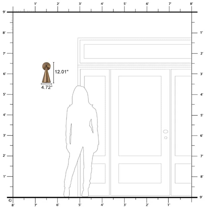 Industrial Bronze 1-Light Wall Sconce with Conical Metal Shade