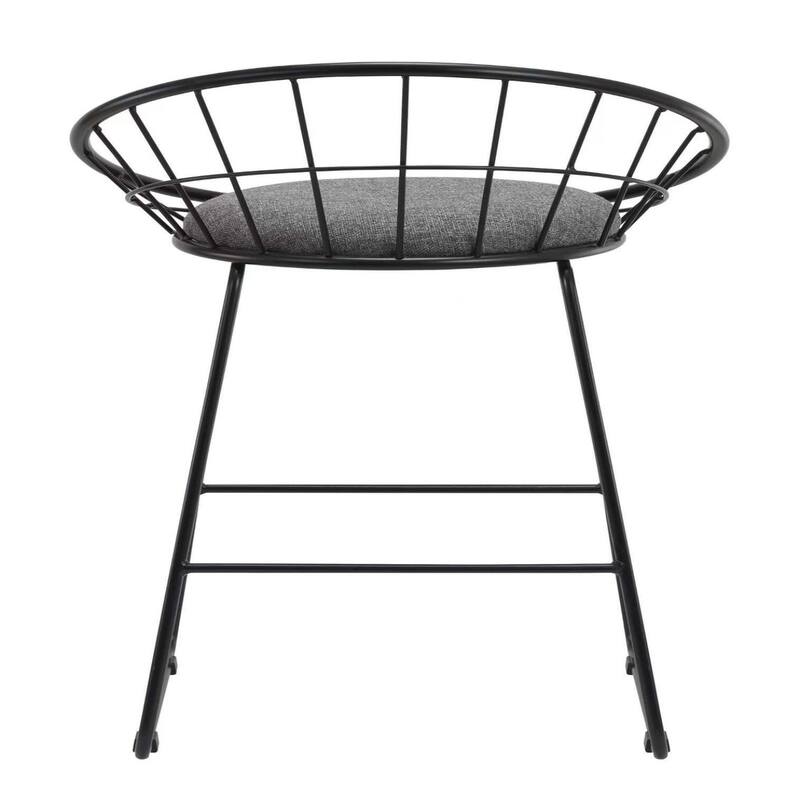 Set of 2 Grey and Black Metal Counter Height Bar Stools 26 Inch Seat - 19.5” x 17.69” x 33.5”