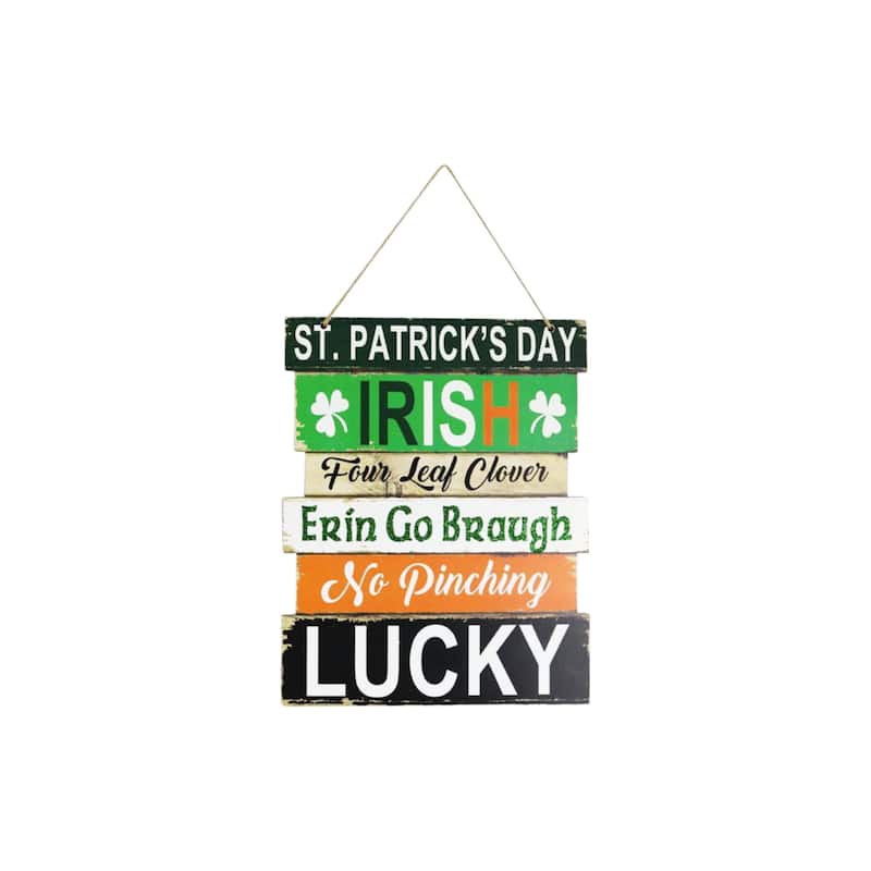 HomeRoots Set of Two Gold Green And White St Patrick's Day Wood Hanging Wall Decor