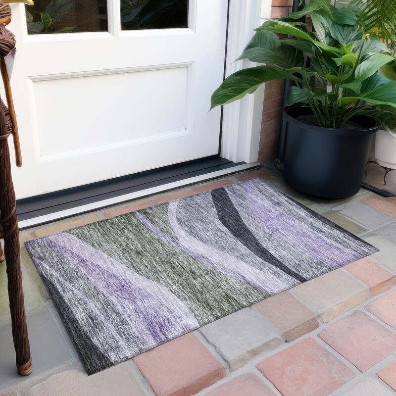 Machine Washable Indoor/ Outdoor Contemporary Deco Chantille Rug
