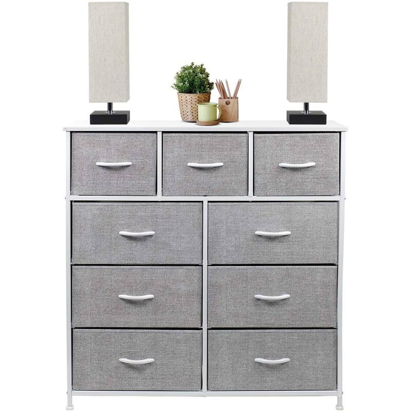 Modern Fabric and Metal 9-cubby Storage Tower