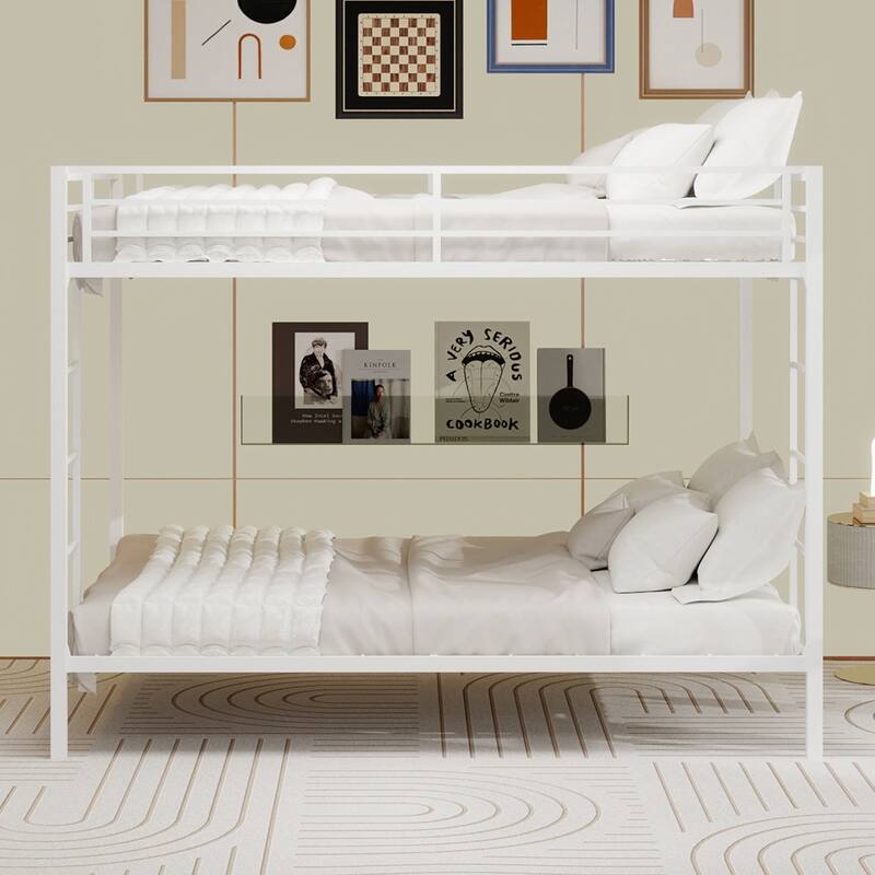 Multi-Functional Metal Bunk Bed, No Box Spring Needed, Bunk Bed Frame for Aldults Dorm Bedroom Guest Room