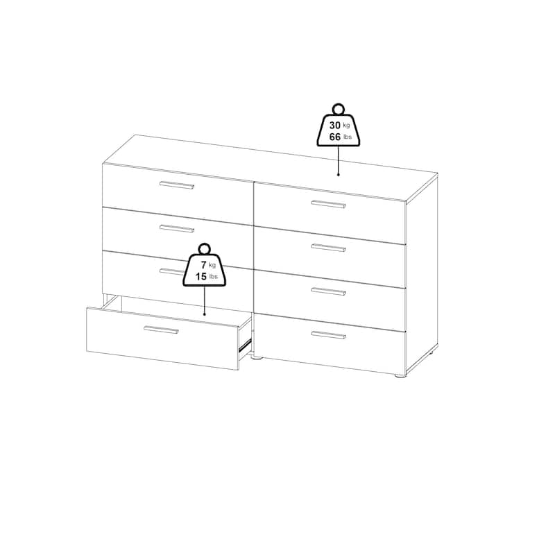 Porch & Den Angus Space-saving 8-Drawer Double Dresser