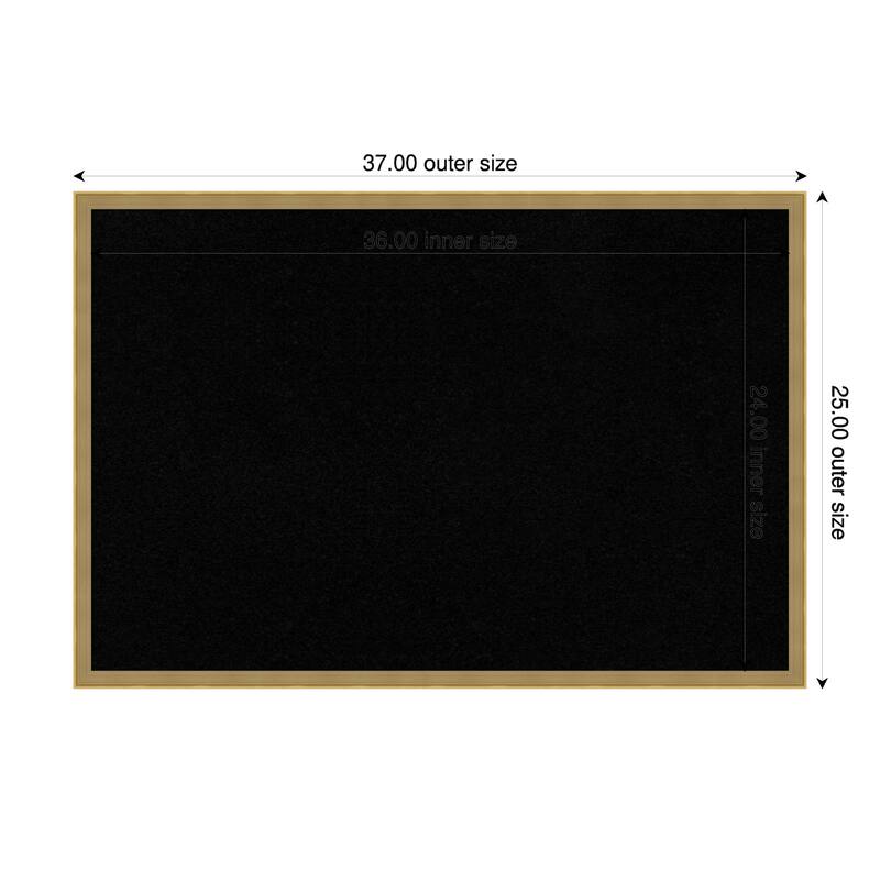 Incline Dark Gold Wood Framed Cork Board - Bulletin Board, Organization Board, Pin Board - Black - 37 x 25 in