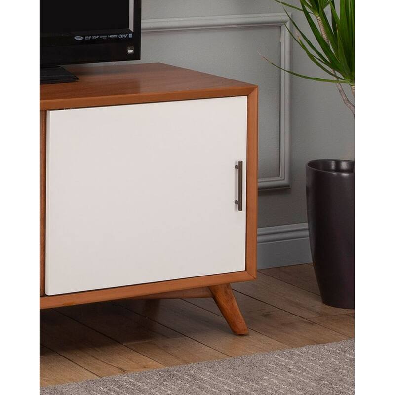 Flynn Small Wood TV Console in Acorn-White