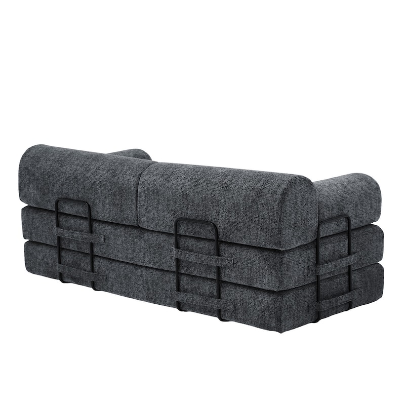 Convertible Sleeper Sofa Bed with Cylindrical Pillow, Corduroy Folding Mattress Couch, Floor Sofa Lounge Couch for Bedroom