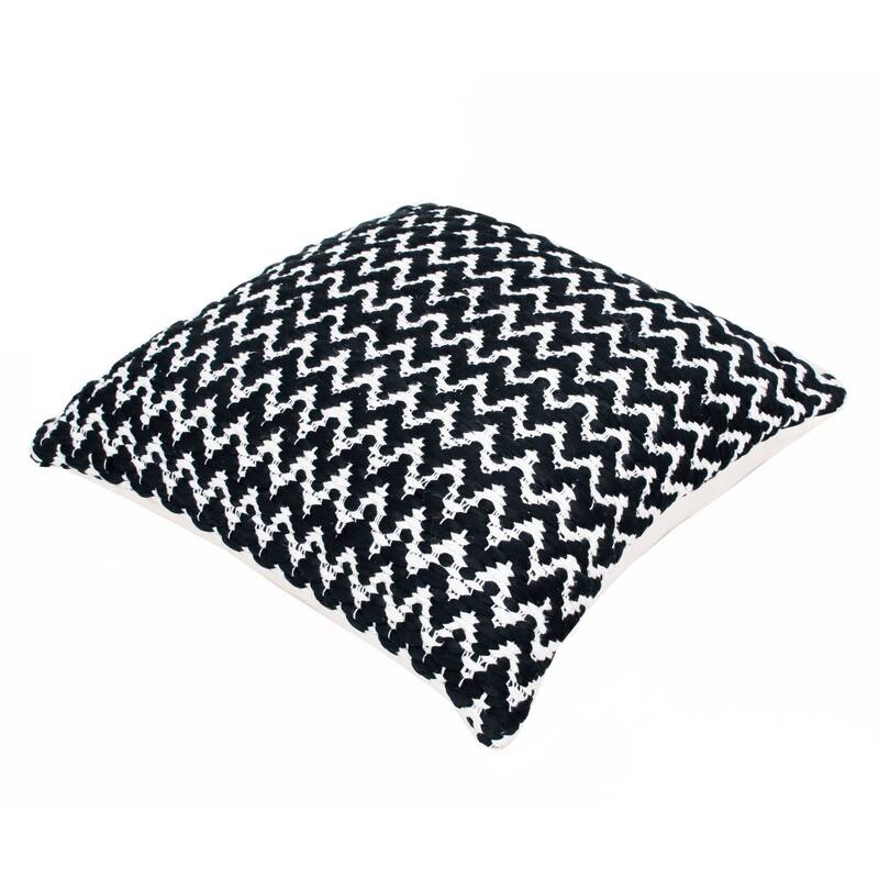 20" White and Black Chevron Square Throw Pillow