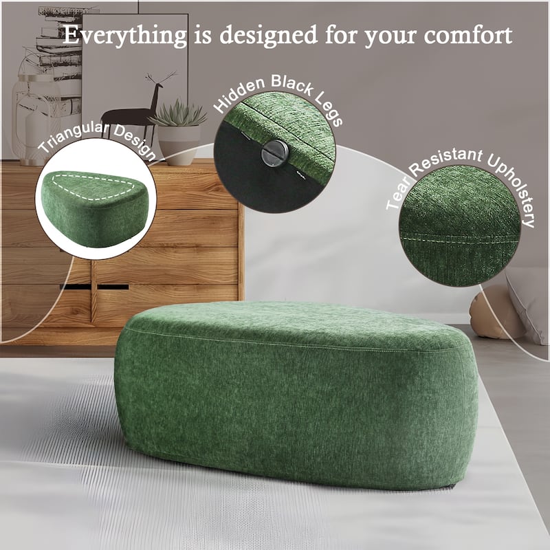 Leon 43" W Modern Oversized Chenille Triangular Cheese Ottoman