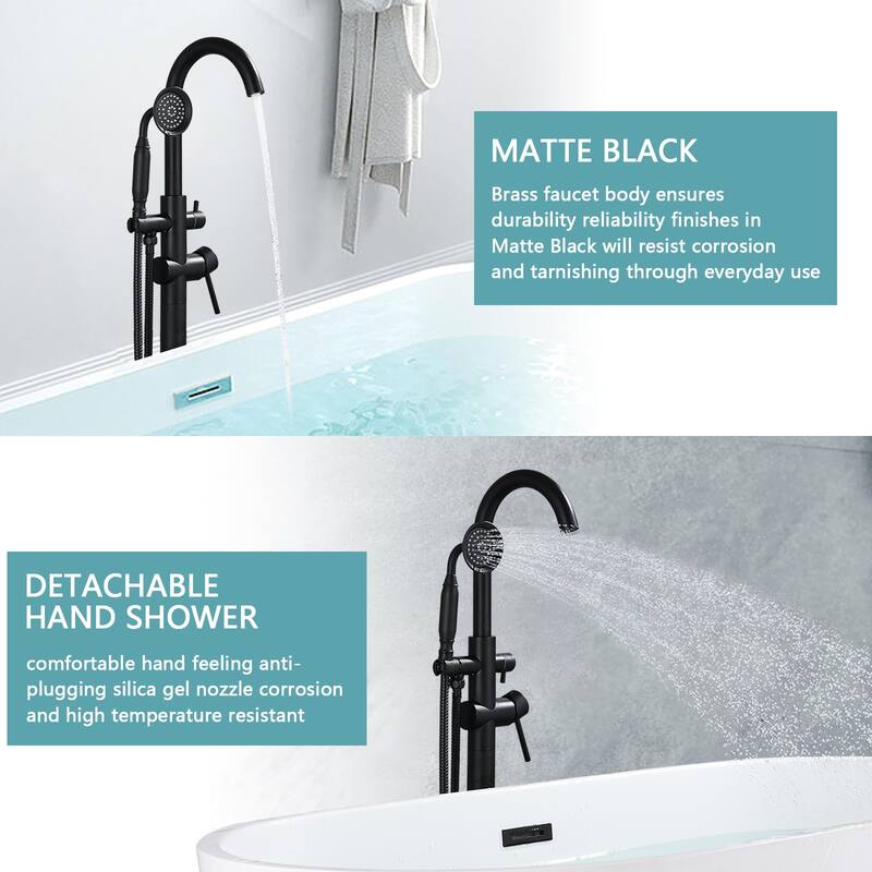 Vanityfair Floor Mount Freestanding Bathtub Faucet Tub Filler with Hand Shower