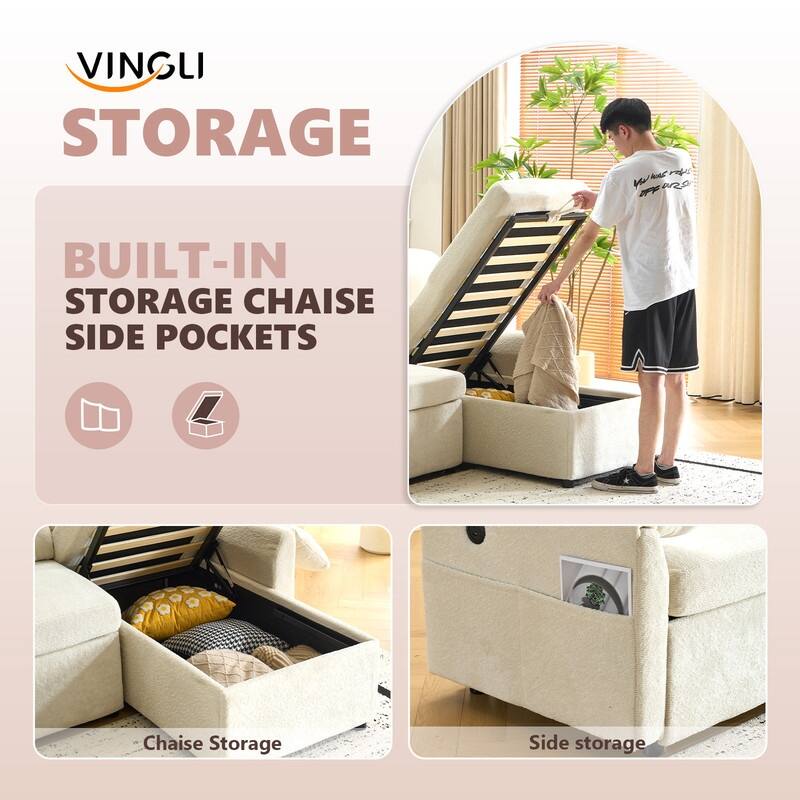 Modern L-Shaped Upholstered Velvet Sleeper Sectional Sofa bed with Chaise and Queen Pull Out Bed