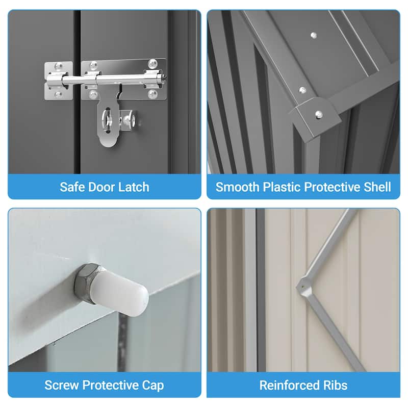 GDFStudio - Large Heavy Duty Rust-Resistant Metal Tool Shed Storage with Floor Frame & Lockable Doors for Easy Access