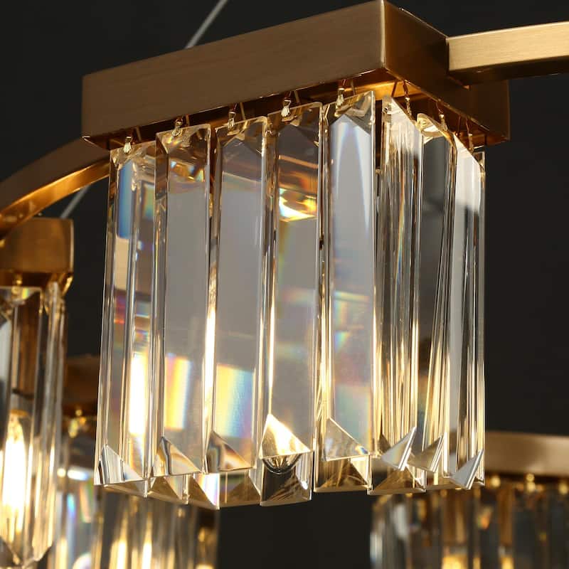 Diore Modern 8-Light Gold Crystal Chandelier Wheel Drum Lights for Dining Room Bedroom - D 31.5" x H 85.7"