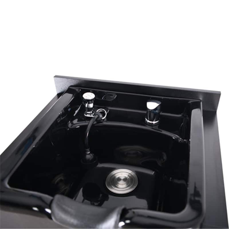 Shampoo Basin with Cabinet Hair Wash Sink Backwash Sink Station Beauty Salon Shampoo Bowl Black