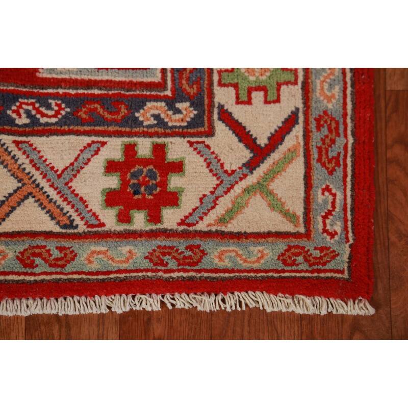 Red Kazak Foyer Rug Red Handmade Traditional Wool Carpet - 2'8"x 4'0"