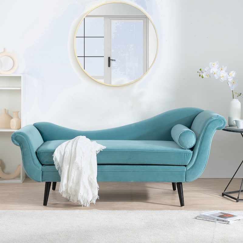 Modern Chaise Lounge with Scroll Arm For Living Room - Green