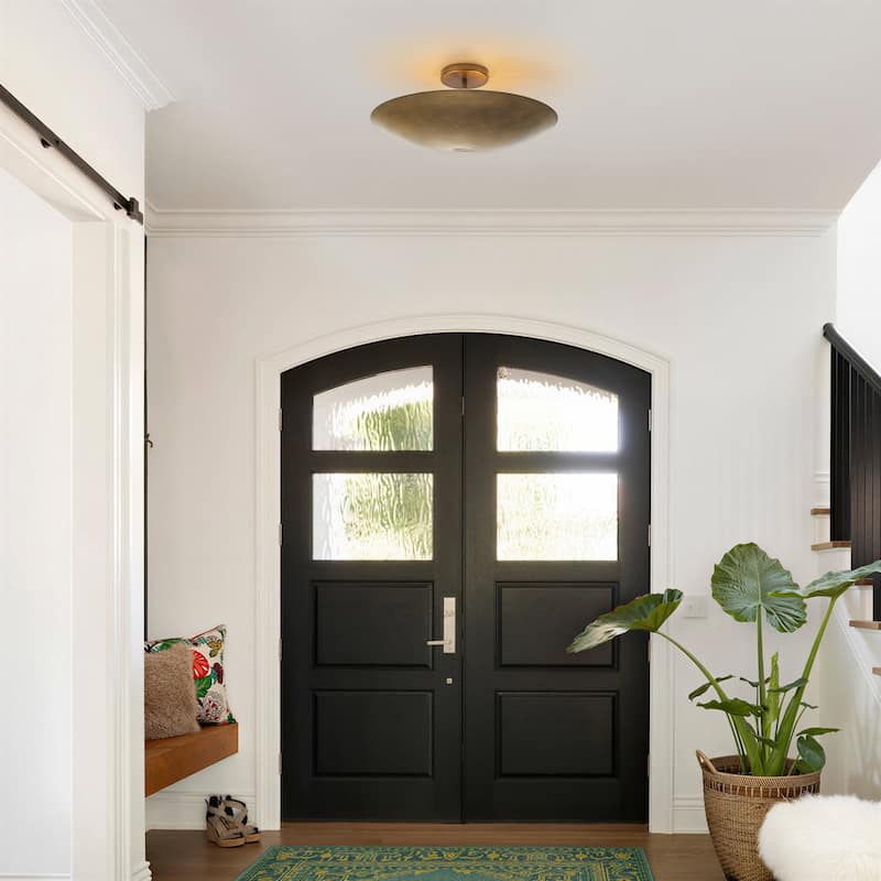 Vintage 4-Light Antique Brass Semi-Flush Mount Ceiling Light - Antique Brass - 17.7-in W x 7.5-in H