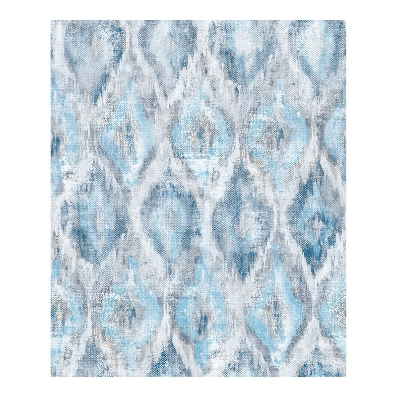 Advantage Gilboa Blue Ikat Wallpaper - 21 x 396 x 0.025