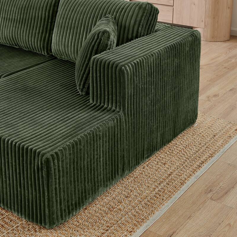 Modular U-Shape Sleeper Sofa, Space-Saving Corduroy Sectional