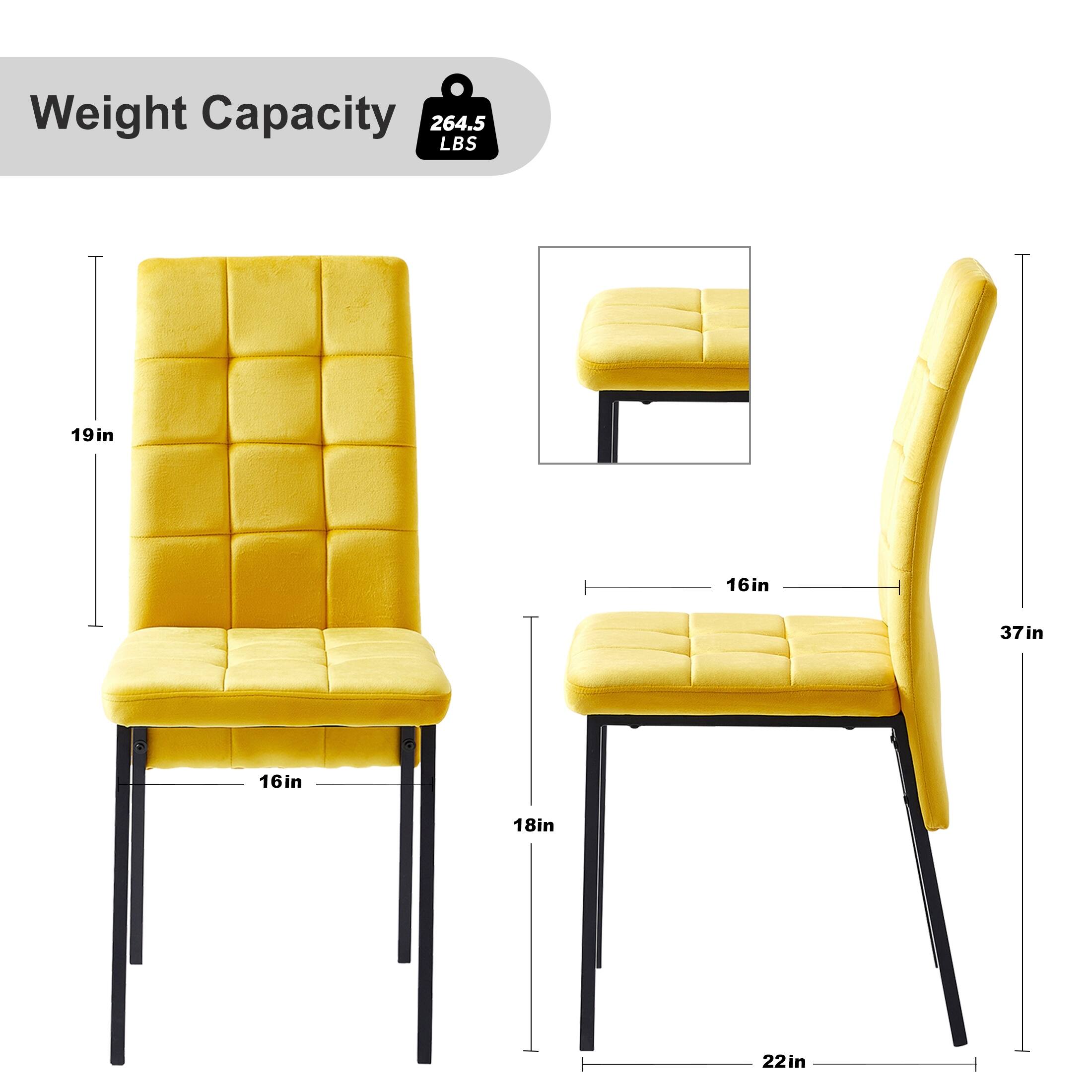 Modern High Back Velvet Dining Chairs with Golden Legs Set of 4 On