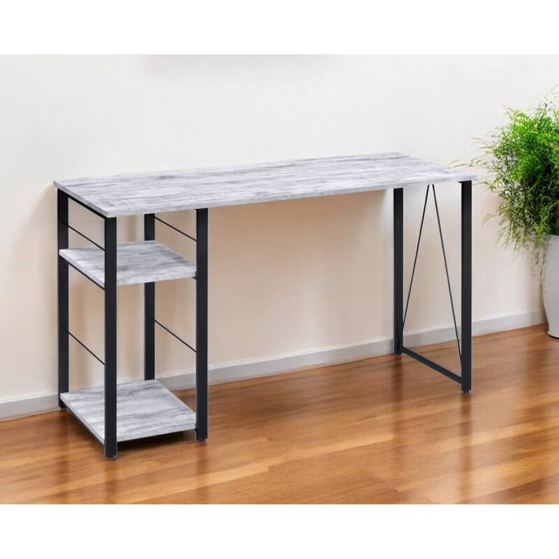 47” Modern Reversible Writing Desk with Shelves Rectangular Wood Top & Metal Frame