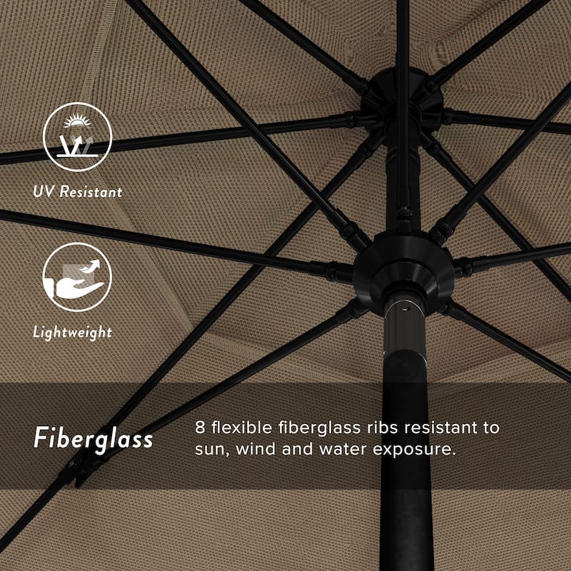 California Umbrella 11' Rd. Alum/Fiberglass Rib Market Umb,Crank Lift/Collar Tilt, Dbl Wind Vent, Black Finish, Olefin Fabric