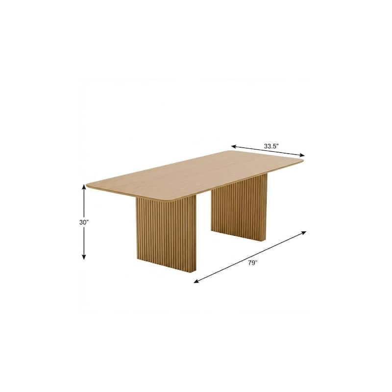 HomeRoots 79" Natural Solid Wood Double Pedestal Base Dining Table - 79.00 in. x 30.00 in. x 33.50 in.