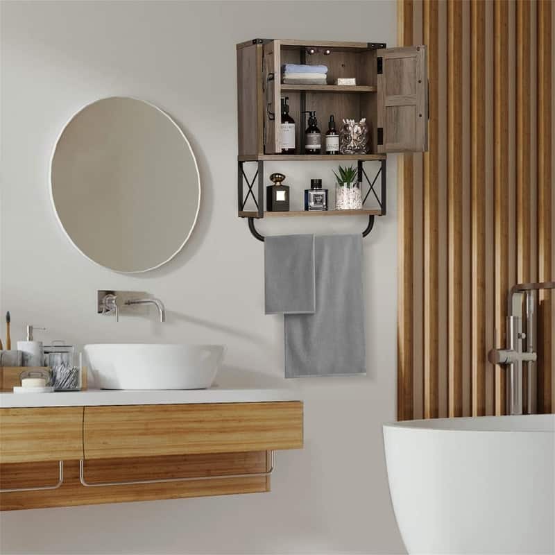 Wood Wall Mounted Storage Cabinet - 7.1"D x 15.3"W x 22.8"H
