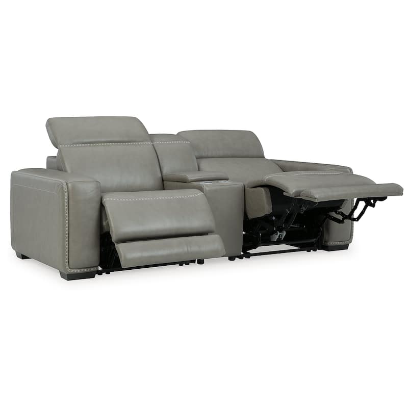 Signature Design by Ashley Correze Gray 3-Piece Power Reclining Sectional Loveseat with Console - 88.5"W x 41"D x 33.25"H