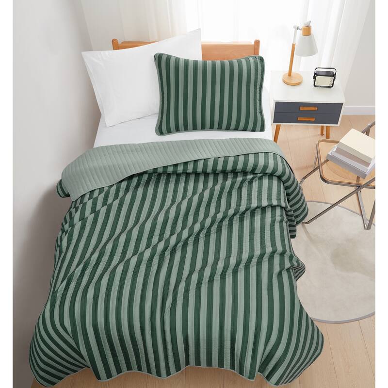 Truly Soft Weston Stripe Brown 3 Piece Quilt Set