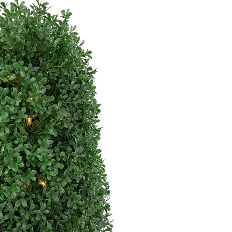 18" Pre-Lit Artificial Boxwood Cone Topiary Tree with Round Pot Clear Lights - 9