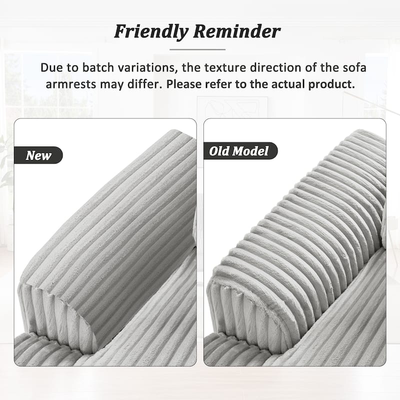 129" Oversized Sectional Sofa, U-shaped Sofa Couch Modern Corduroy Upholstered Deep Seat Sofa with Chaise Lounge