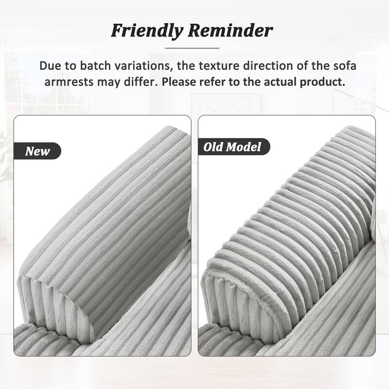 U-Shaped Sectional Sofa with Chaise Lounge, Oversized Corduroy Upholstered Sofa, 5 Seater Sofa with Removable Throw Pillows