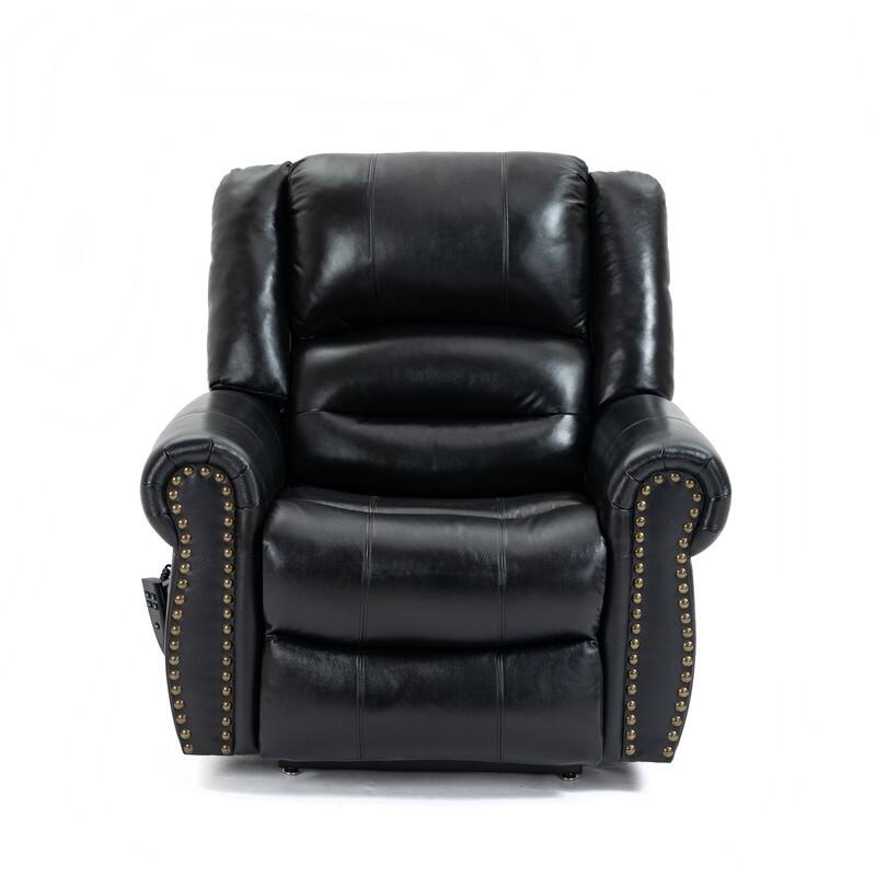 Dual Motor Real Leather Power Lift Recliner with Massage, Heating Functuous and USB Ports-Up to 350 LBS Capacity