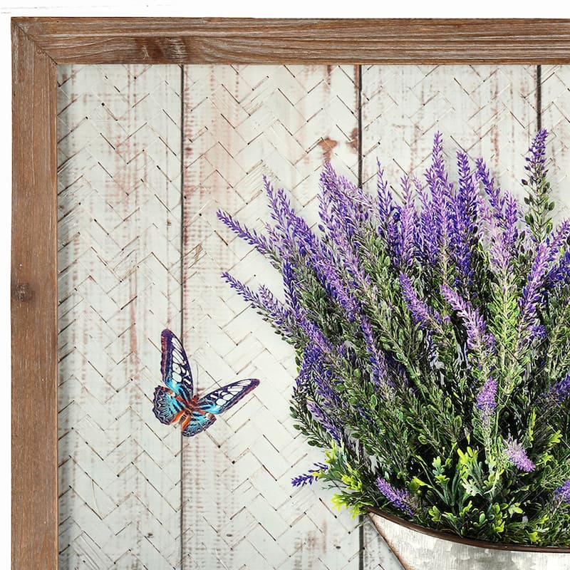 19.5x19.5" Wood And Bamboo Weave Lavender Frame