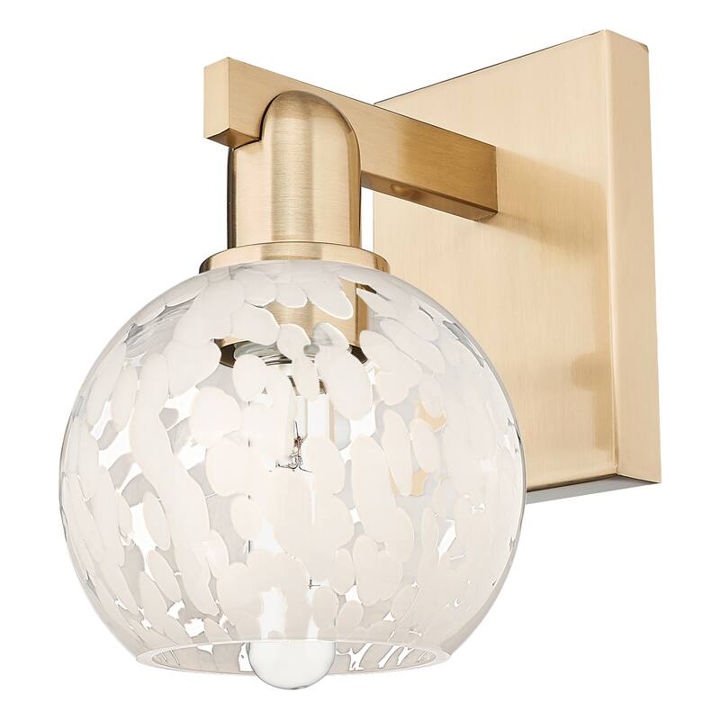 Innovations Lighting 716-1W-10-6 White Mouchette Sconce White - Champagne Bronze / White Mouchette