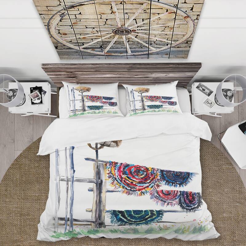Designart 'Russian Rugs On Drying Line' Global Duvet Cover Set