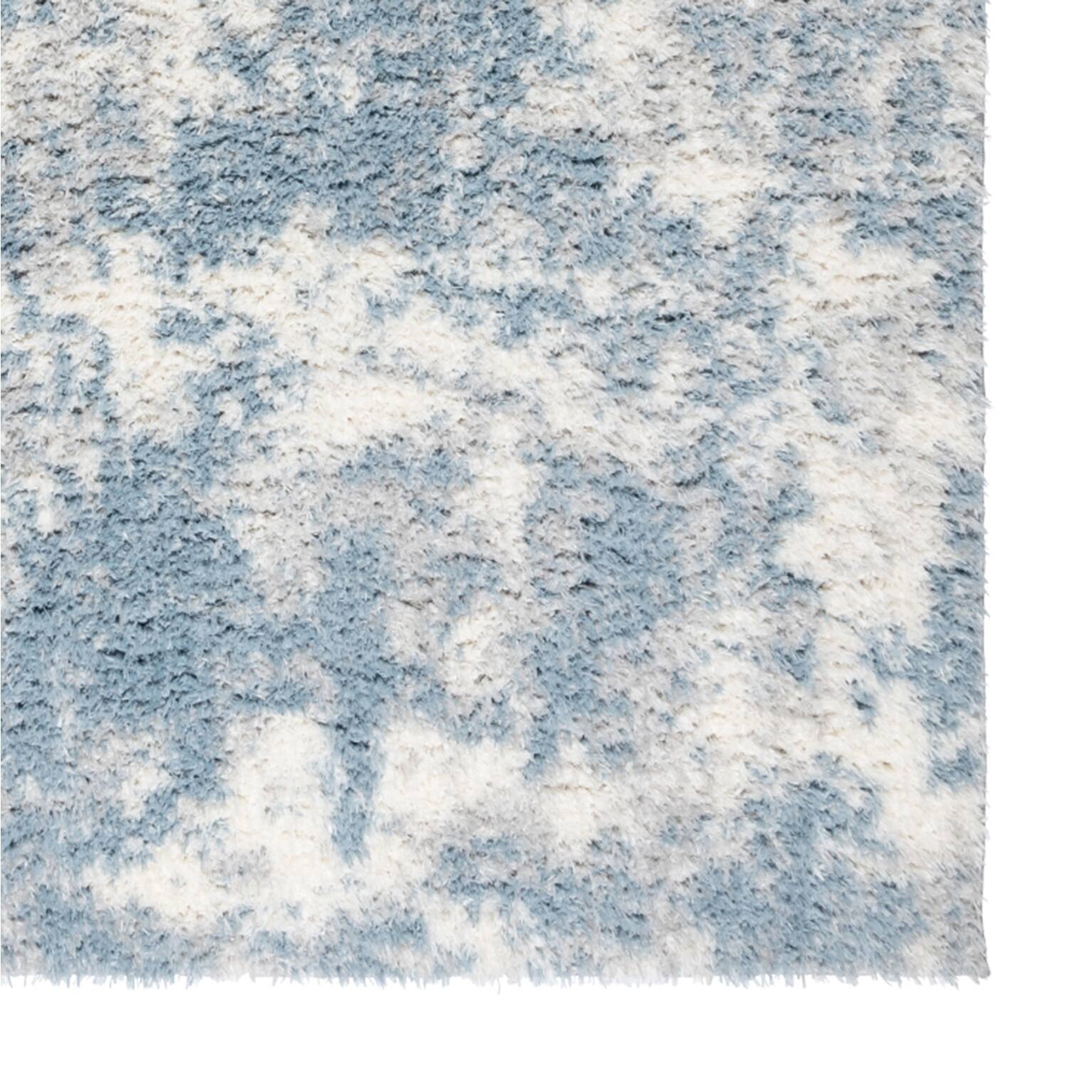 Gertmenian Thayer Garda Modern Abstract Blue/Ivory Shag Area Rug Bed