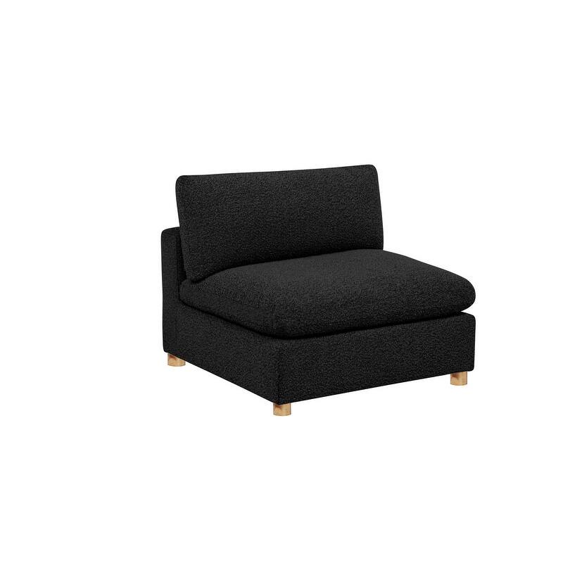 Best Quality Furniture 4-Piece Sectional Boucle Fabric - Black Armless Chair