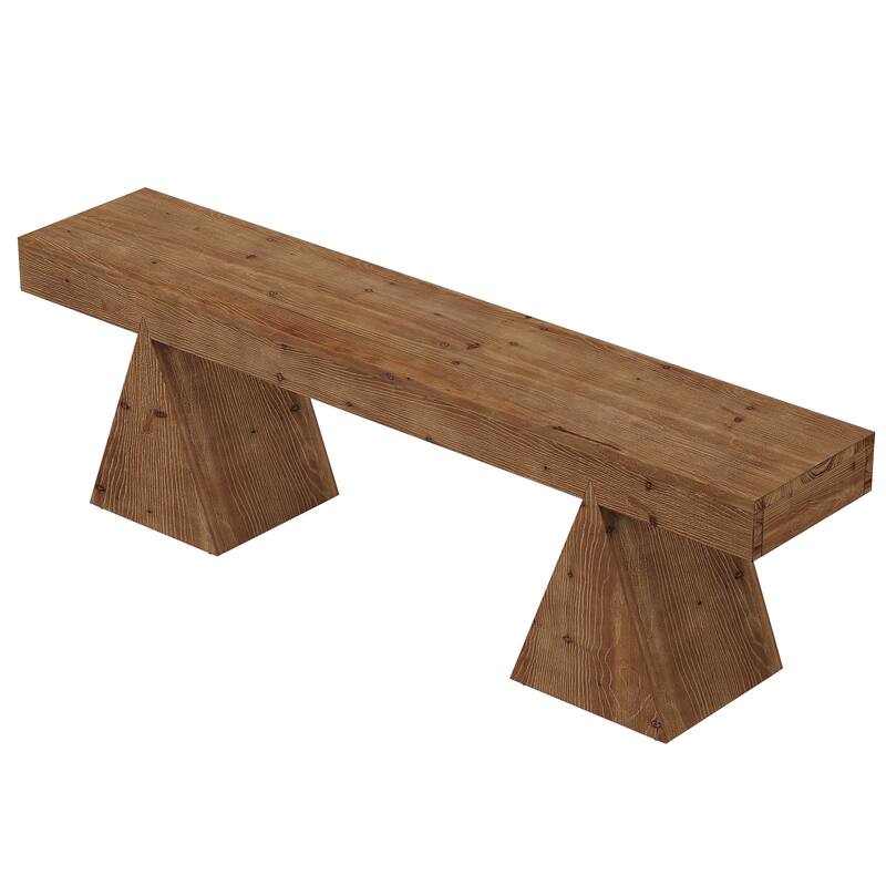 Solid Wood Bench, 63" Dining Bench, Entryway Benches for Dining Room, Bedroom, Hallway, Kitchen