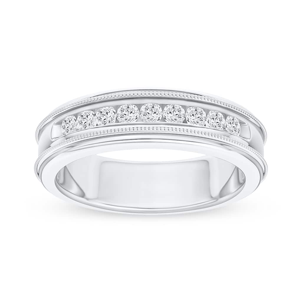 IGI Certified 1/3ct TDW Diamond Wedding Band in 14k White Gold for Men