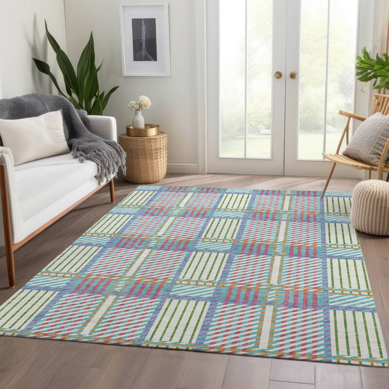 Premium Washable Super Soft Modern Plaid Mayfield Rug