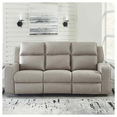 Signature Design by Ashley Lavenhorne Pebble Reclining Sofa with Drop Down Table - 87"W x 42"D x 43"H
