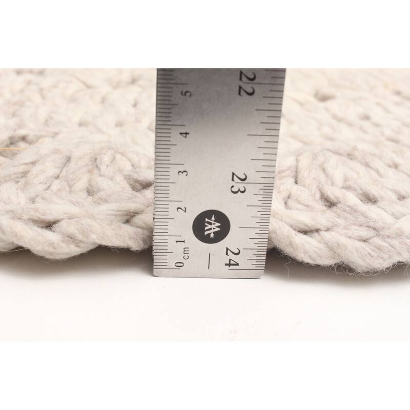 ECARPETGALLERY Braid weave Sienna Ivory Wool Rug - 3'2 x 3'2