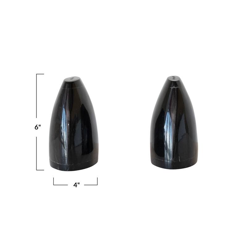 Horn Salt and Pepper Shakers - 3.0"L x 1.8"W x 3.0"H - 3.0"L x 1.8"W x 3.0"H