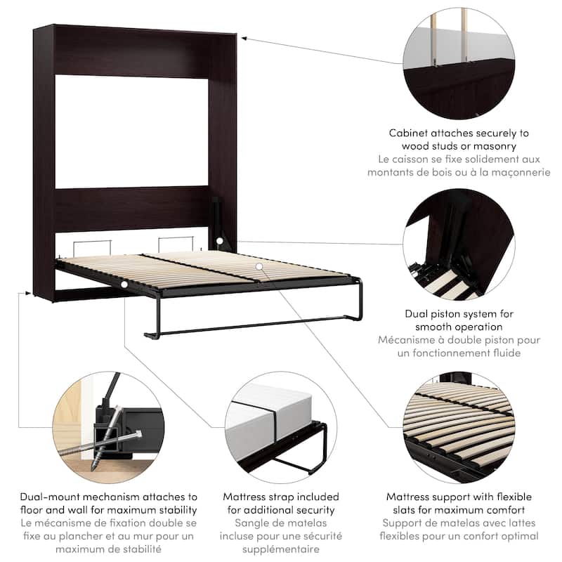 Claremont 65W Space-Saving Queen Size Murphy Bed by Bestar