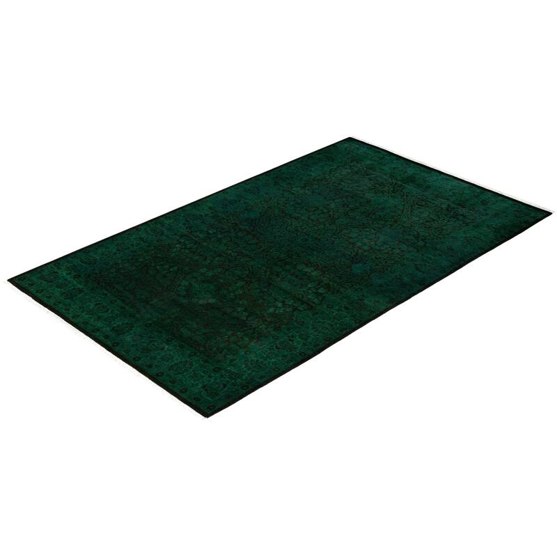Overdyed One-of-a-Kind Hand-Knotted Area Rug - Green - 4' 1" x 6' 8"