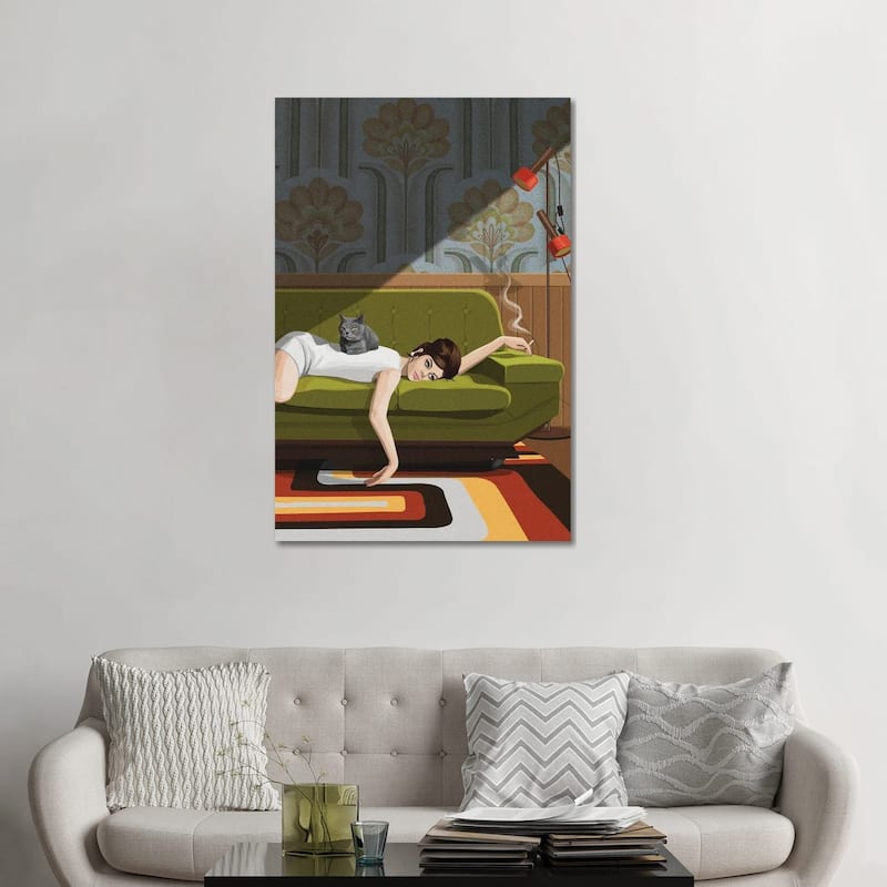 iCanvas "Waiting Game" by Artcatillustrated Canvas Print - 48x32x1.5