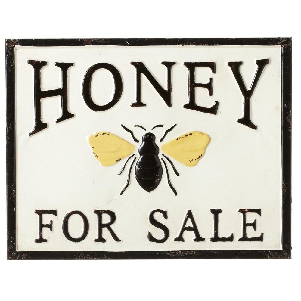 Shop Set Of 2 White Retro Honey For Sale Bee Hanging Wall Art 18