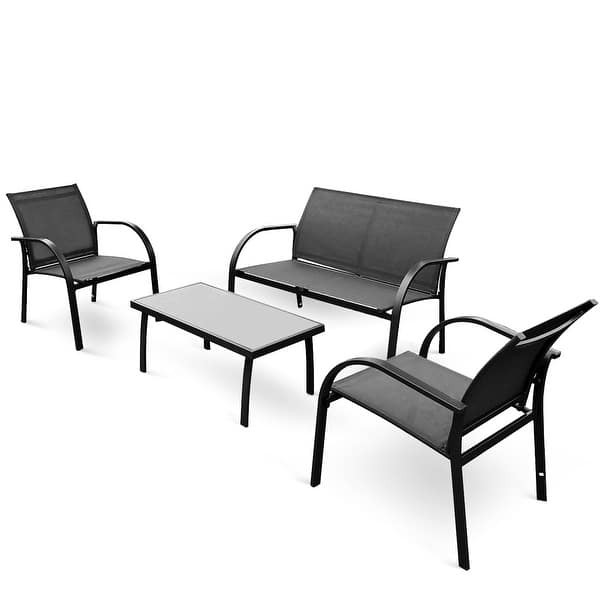 Shop Black Friday Deals On Costway 4pcs Patio Garden Furniture Set Steel Frame Outdoor Lawn Sofa Chairs Table Gray Overstock 18531945