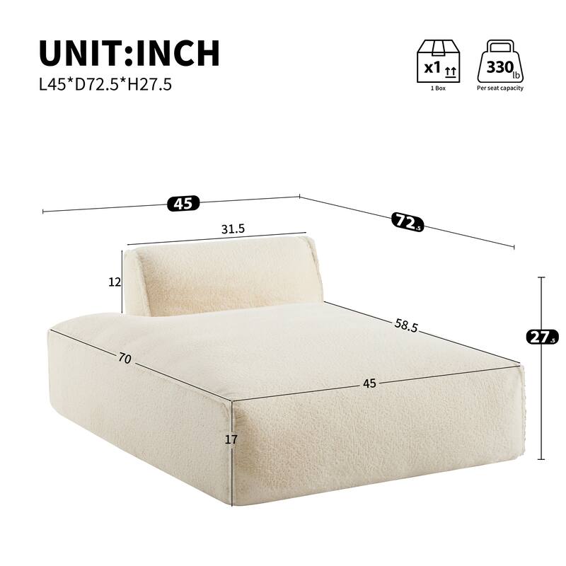 Roomfitters Right-Facing Modular Sofa with Foam-Filled Seat, Compressed Floor Couch for Living Room, No Assembly Needed